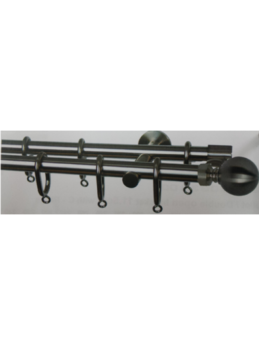 Double Curtain Rod Stainlessteel Effect 29mm (complete set) - Select Size